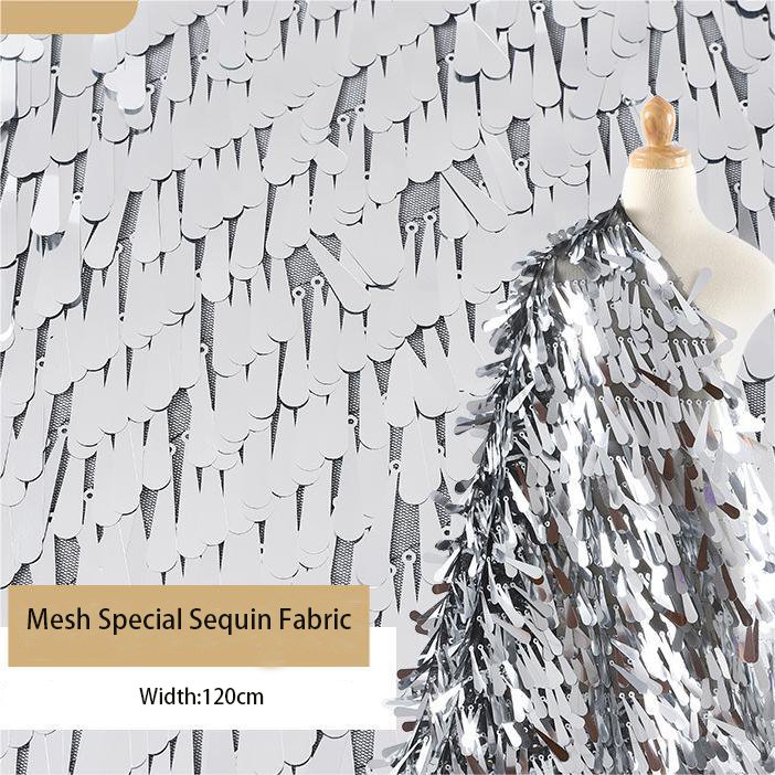 2023 New design luxury silver lace special sequin embroidery fabric for evening dress