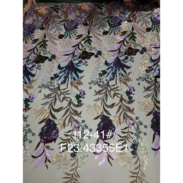 embroidery fabrics 3D wholesale floral sequin tulle french style luxury fabrics for wedding dress