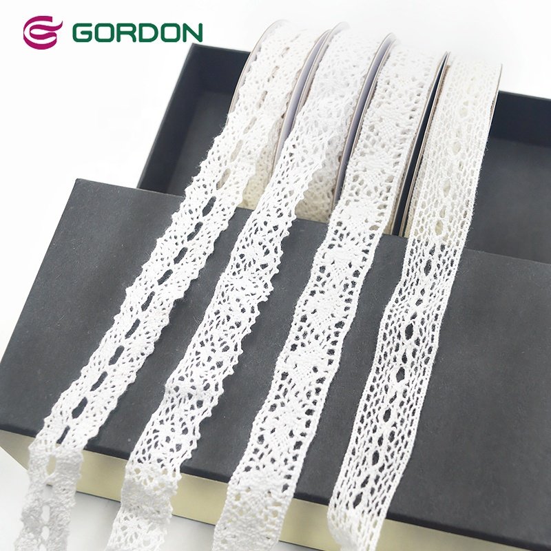 Gordon Ribbons wholesale natural white cotton eyelet lace trim 1.5 cm pure white cord crochet lace 100% cotton embroidery guip