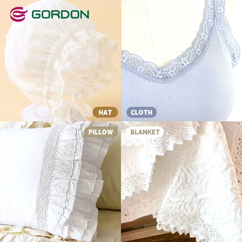 Gordon Ribbons wholesale natural white cotton eyelet lace trim 1.5 cm pure white cord crochet lace 100% cotton embroidery guip