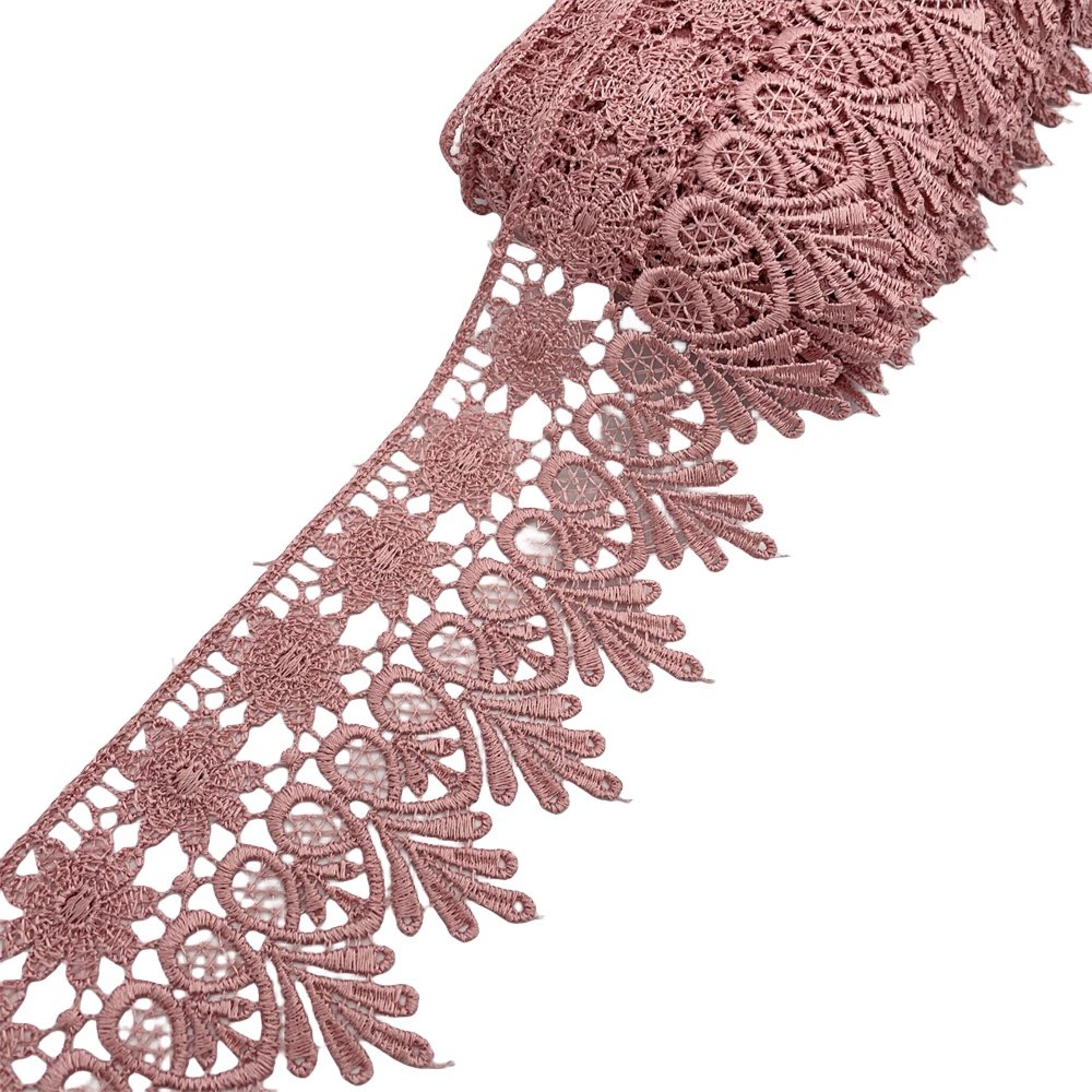 YWLEIAO 15yards hot sale Polyester Venise Lace trim wedding DIY crafted sewing white and pink 8cm/3.1inches