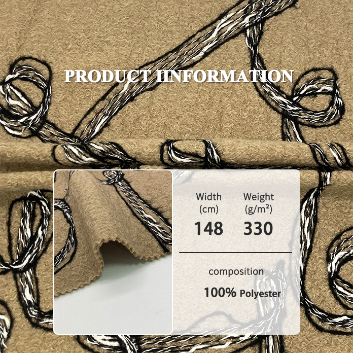 High quality brown single-sided ribbed plush imitation 100% polyester tweed french terry knit fabric for coat sweater clothing