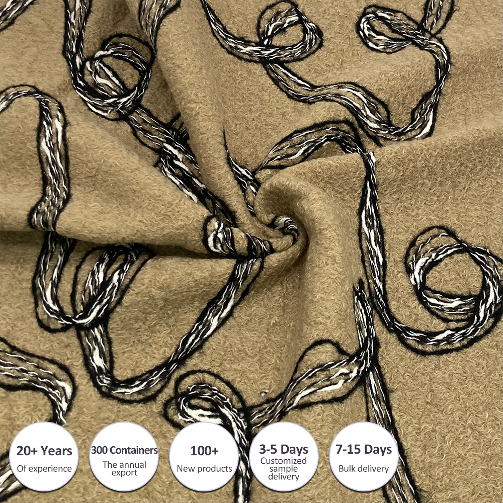 High quality brown single-sided ribbed plush imitation 100% polyester tweed french terry knit fabric for coat sweater clothing