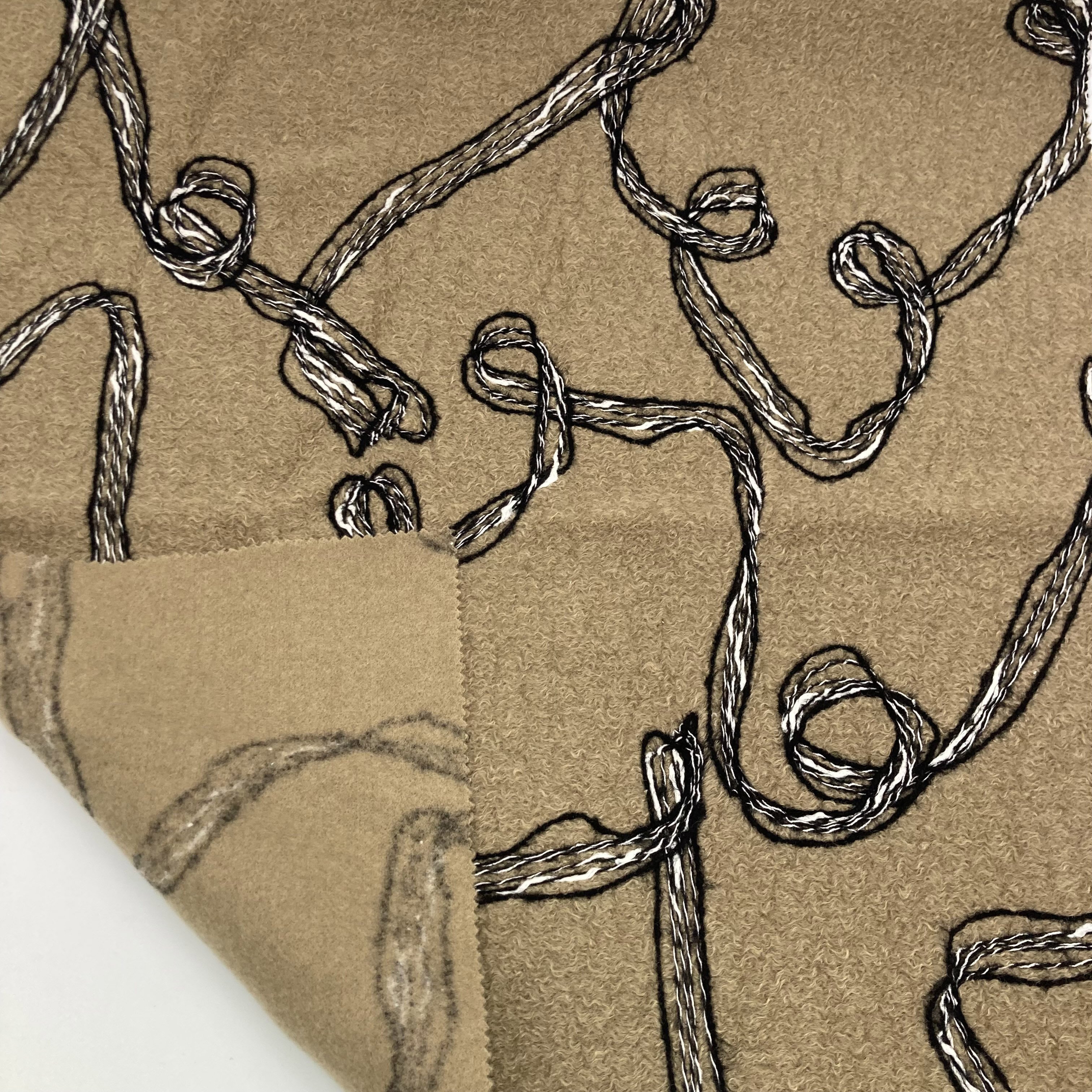 High quality brown single-sided ribbed plush imitation 100% polyester tweed french terry knit fabric for coat sweater clothing