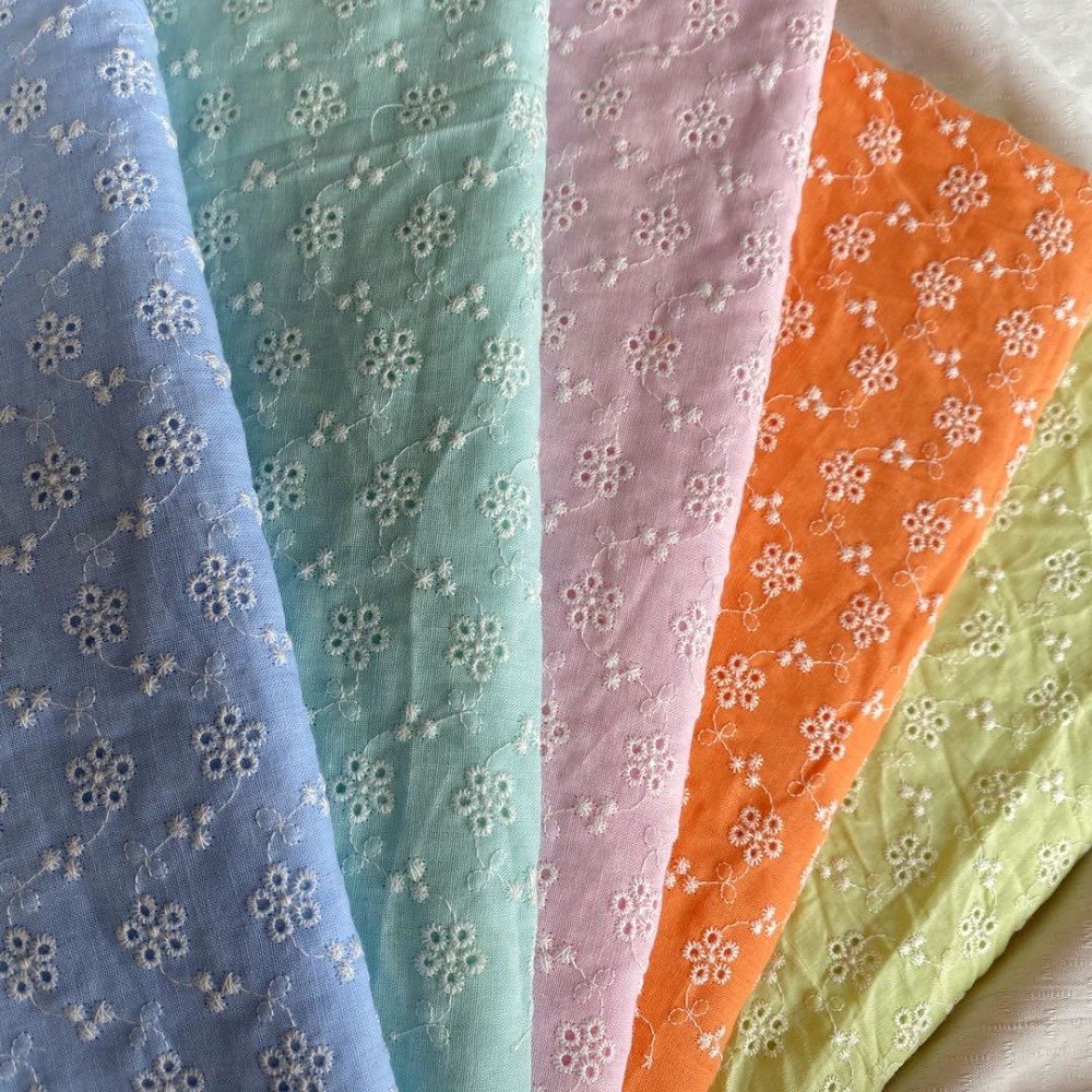 High Quality Colorful 100%Cotton Voile Embroidery Fabrics for Women Dress