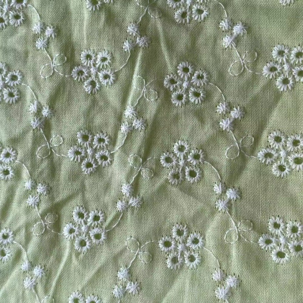 High Quality Colorful 100%Cotton Voile Embroidery Fabrics for Women Dress