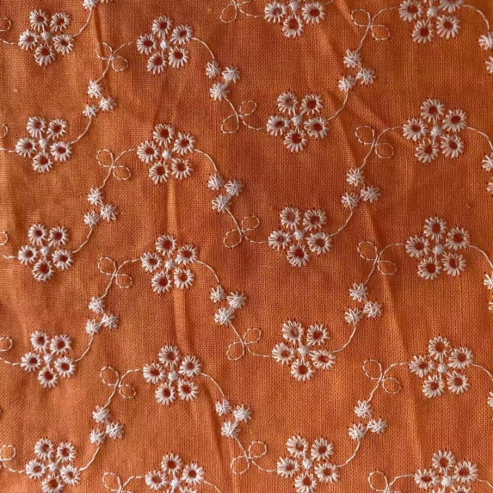 High Quality Colorful 100%Cotton Voile Embroidery Fabrics for Women Dress