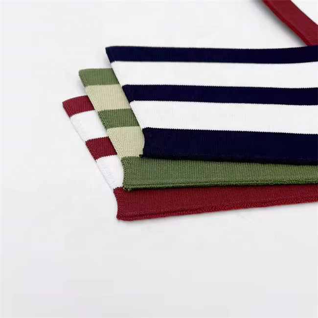 Customized striped knit Rib Collar elastic Ribbing 63% rayon 37% nylon garment accessories apply to polo shirt and casual wear