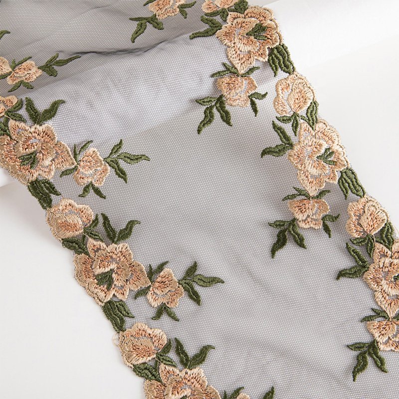 Manufacturer Wholesale cotton decoration design flower trim lace Mesh Embroidery Lace Flower Embroidered