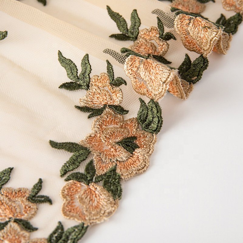 Manufacturer Wholesale cotton decoration design flower trim lace Mesh Embroidery Lace Flower Embroidered