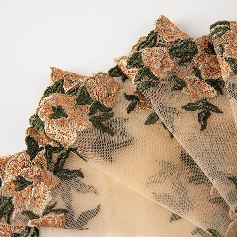 Manufacturer Wholesale cotton decoration design flower trim lace Mesh Embroidery Lace Flower Embroidered