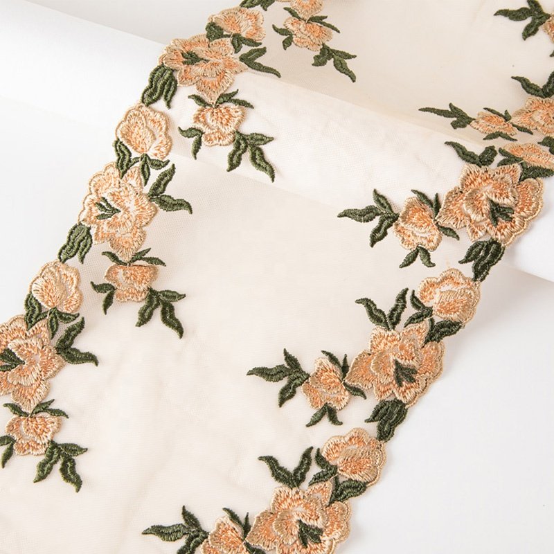 Manufacturer Wholesale cotton decoration design flower trim lace Mesh Embroidery Lace Flower Embroidered