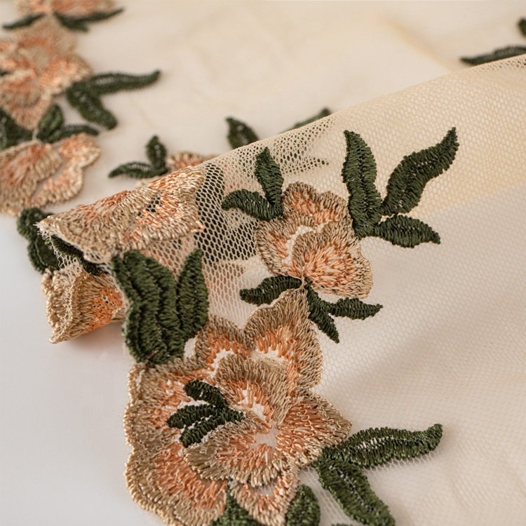 Manufacturer Wholesale cotton decoration design flower trim lace Mesh Embroidery Lace Flower Embroidered