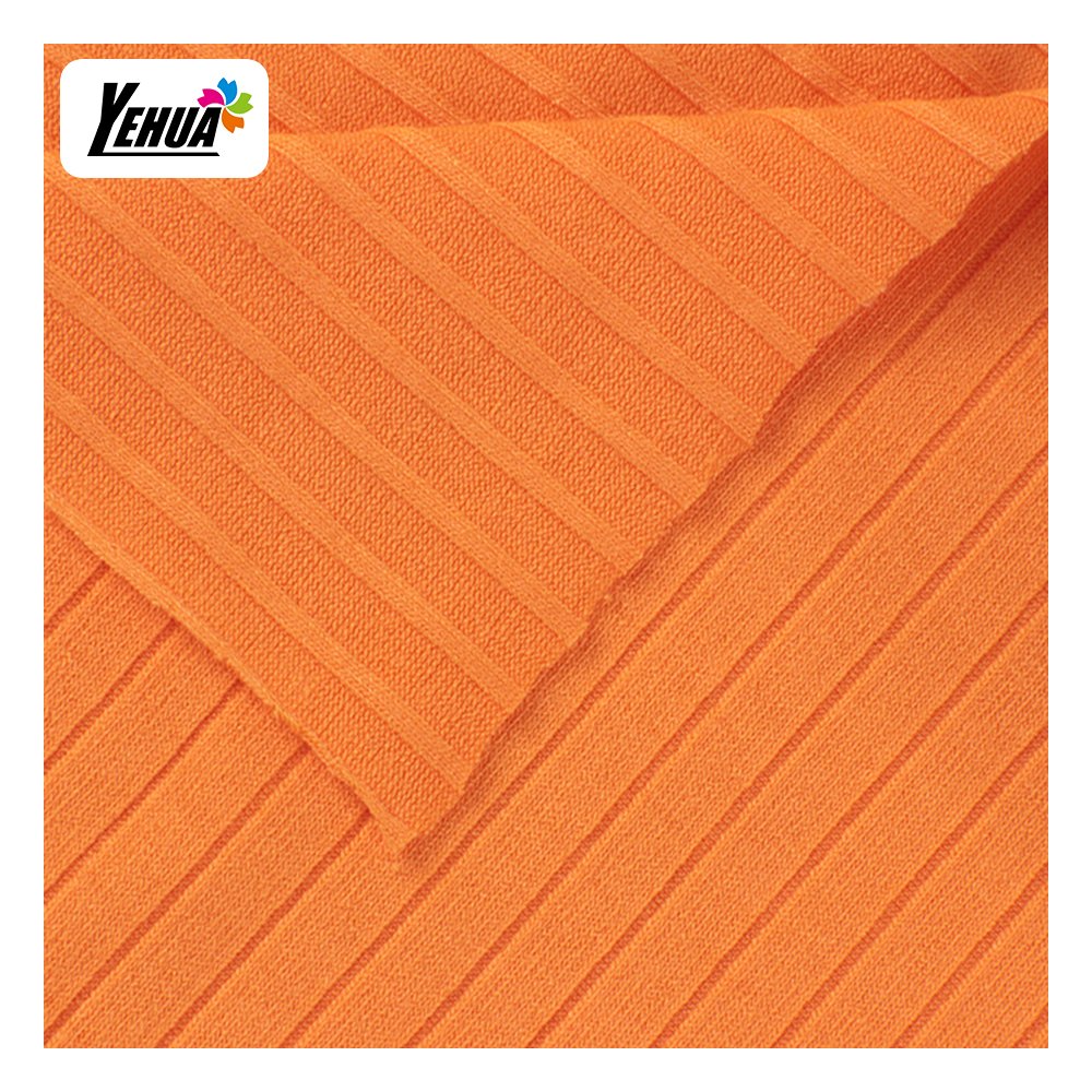 Wholesale 160 cm 2*2 polyester stretch rib knitting fabric For women clothes