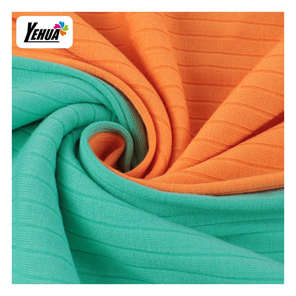 Wholesale 160 cm 2*2 polyester stretch rib knitting fabric For women clothes