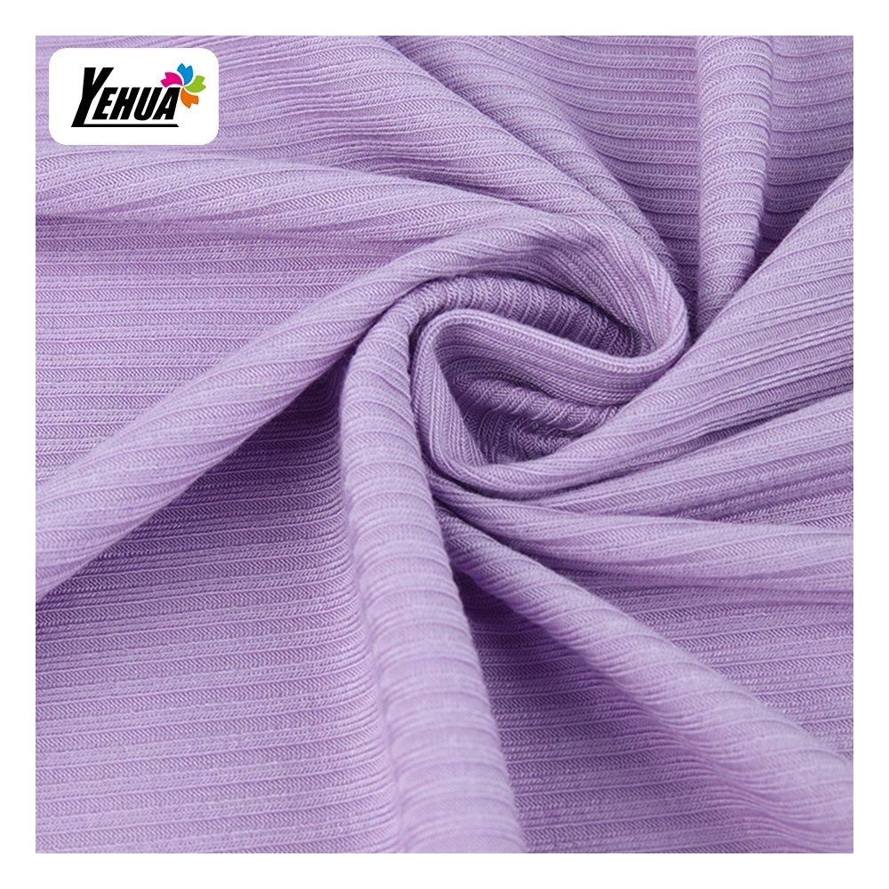 Wholesale 160 cm 2*2 polyester stretch rib knitting fabric For women clothes