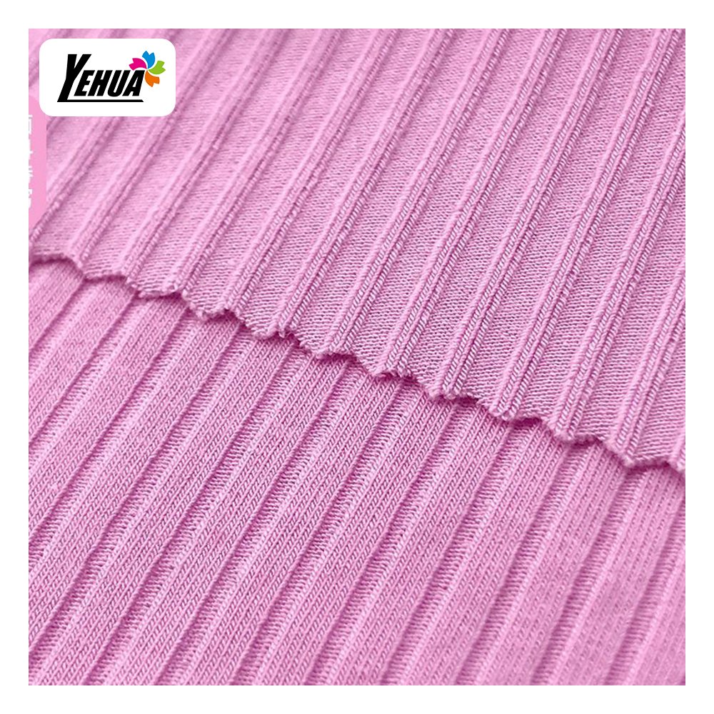 Wholesale 160 cm 2*2 polyester stretch rib knitting fabric For women clothes