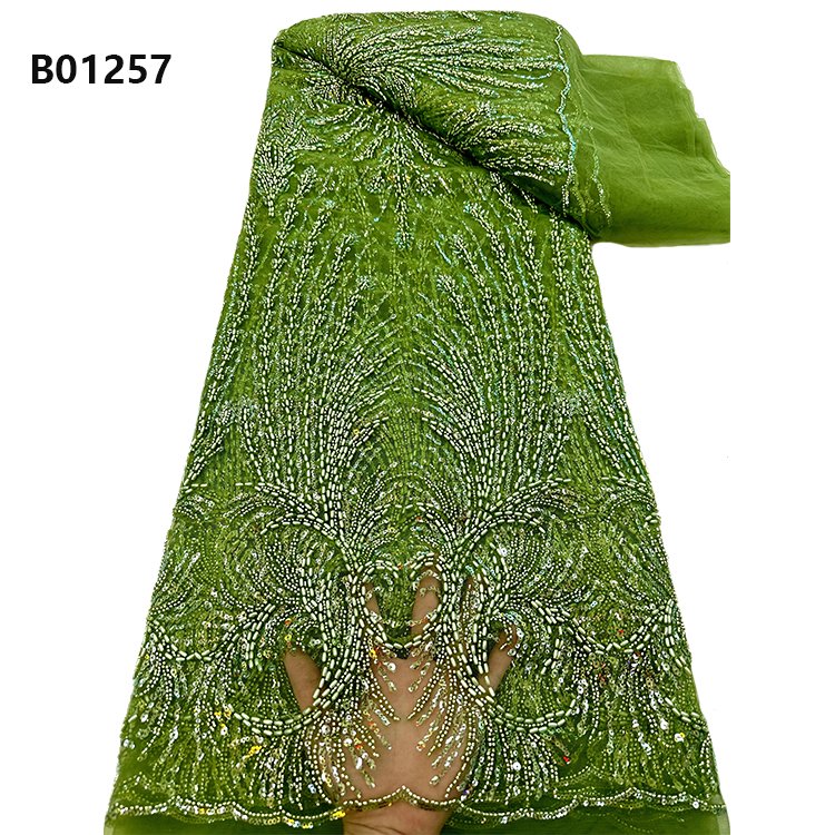 CHOCOO High Quality Gold Bridal Beads Lace Fabric Embroidery Crystal Sequins Heavy Beaded Lace Fabric