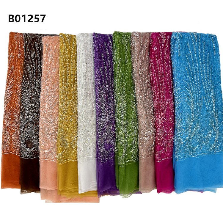 CHOCOO High Quality Gold Bridal Beads Lace Fabric Embroidery Crystal Sequins Heavy Beaded Lace Fabric