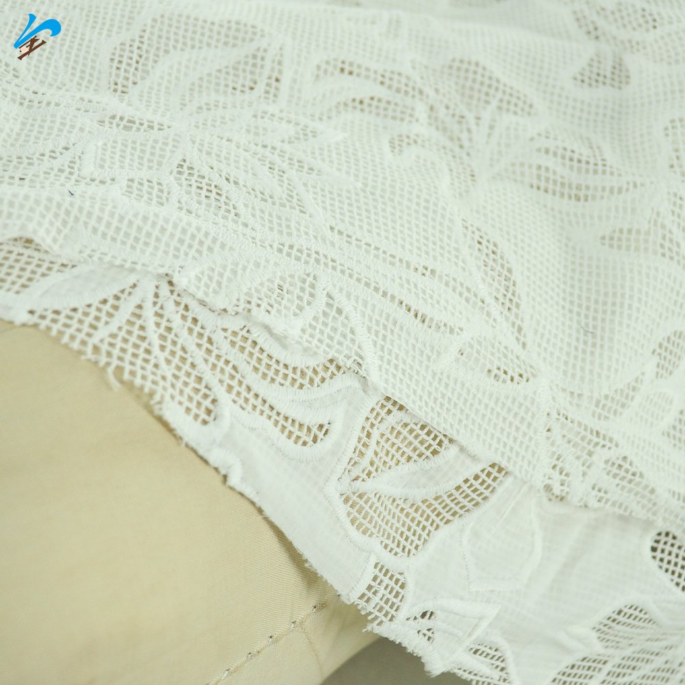 China Textile Factory Hot Sale New Design Cloth Customized 100% Cotton Voile Lace Flower Embroidery Fabric