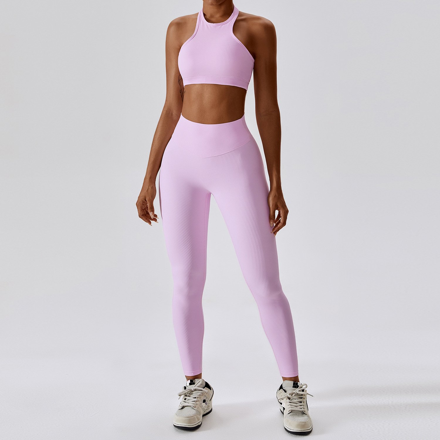 Women Rib Sexy Quick Dry Running Yoga Suit Fitness Bra Vest Shorts Leggings Scrunch Butt Sports Gym Sets
