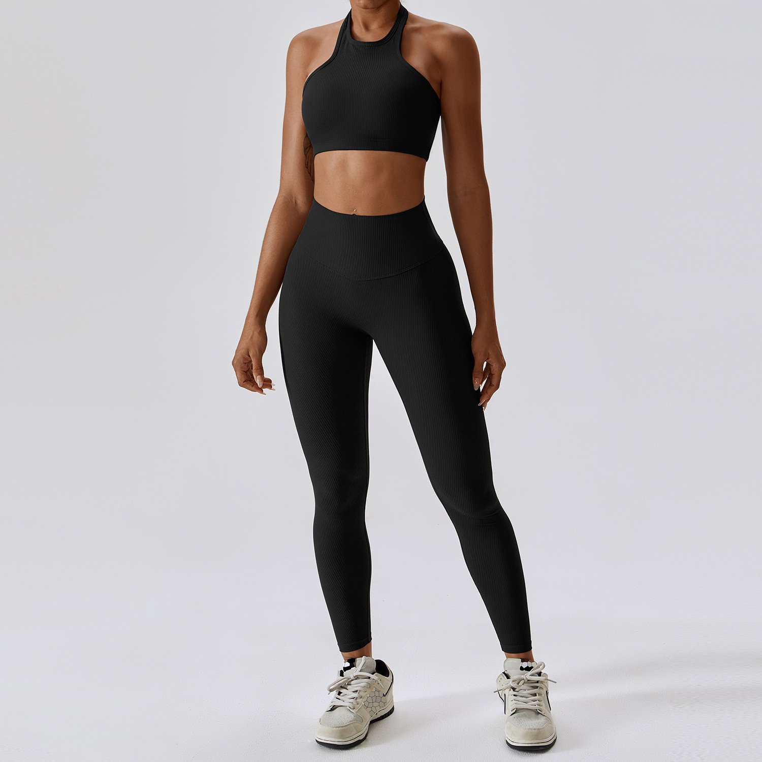 Women Rib Sexy Quick Dry Running Yoga Suit Fitness Bra Vest Shorts Leggings Scrunch Butt Sports Gym Sets