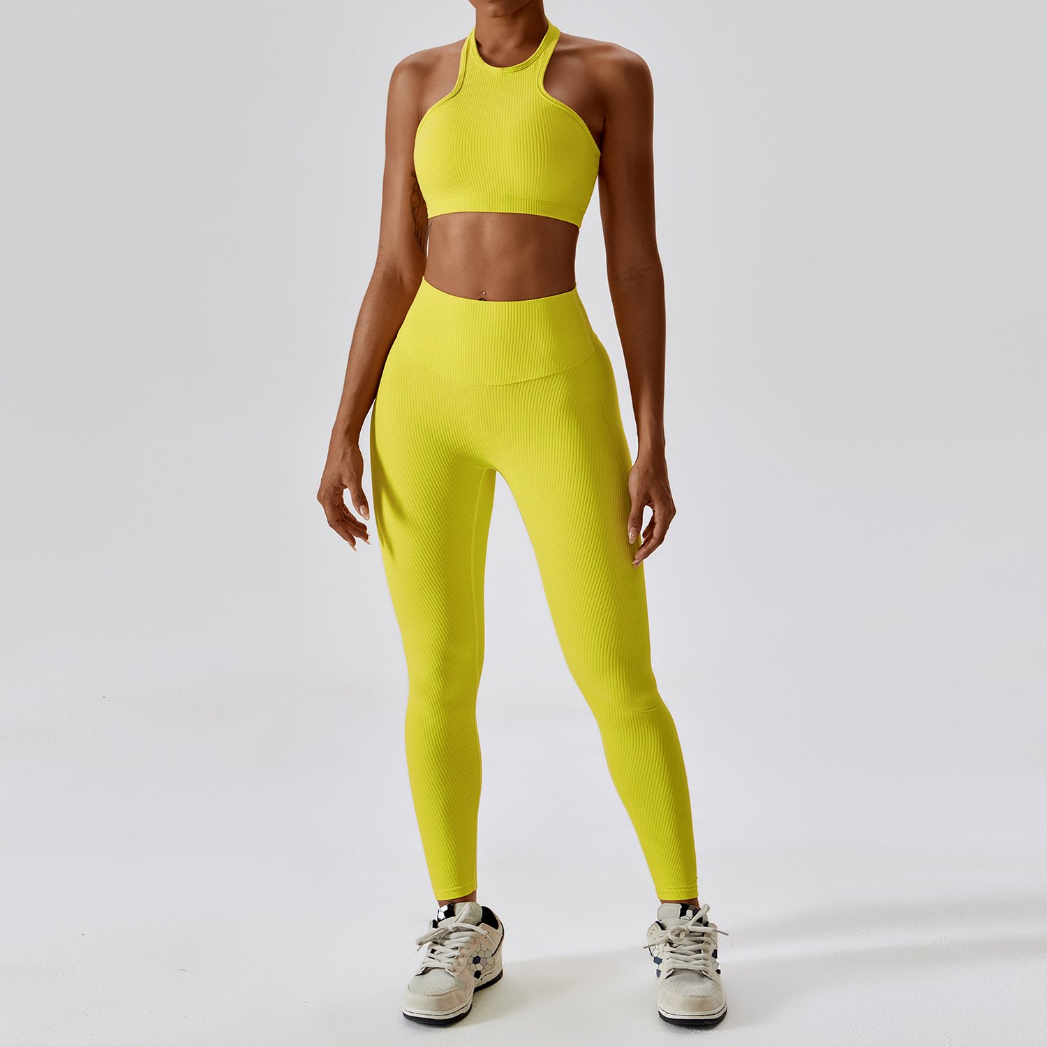 Women Rib Sexy Quick Dry Running Yoga Suit Fitness Bra Vest Shorts Leggings Scrunch Butt Sports Gym Sets
