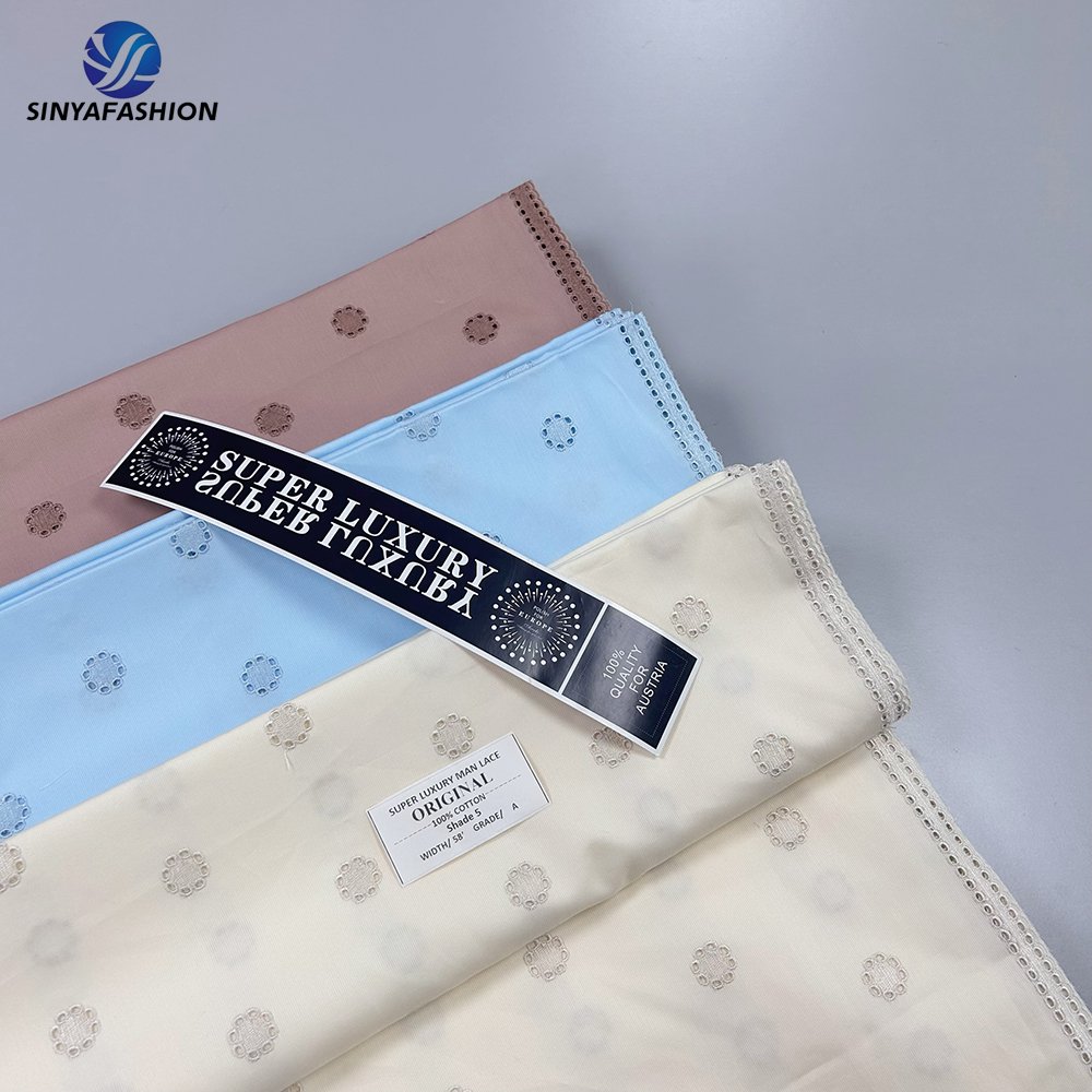 Sinya High Quality New Product Fancy African Swiss Voile Lace In Switzerland 100% Cotton Embroidery Dry Polish Lace For Men