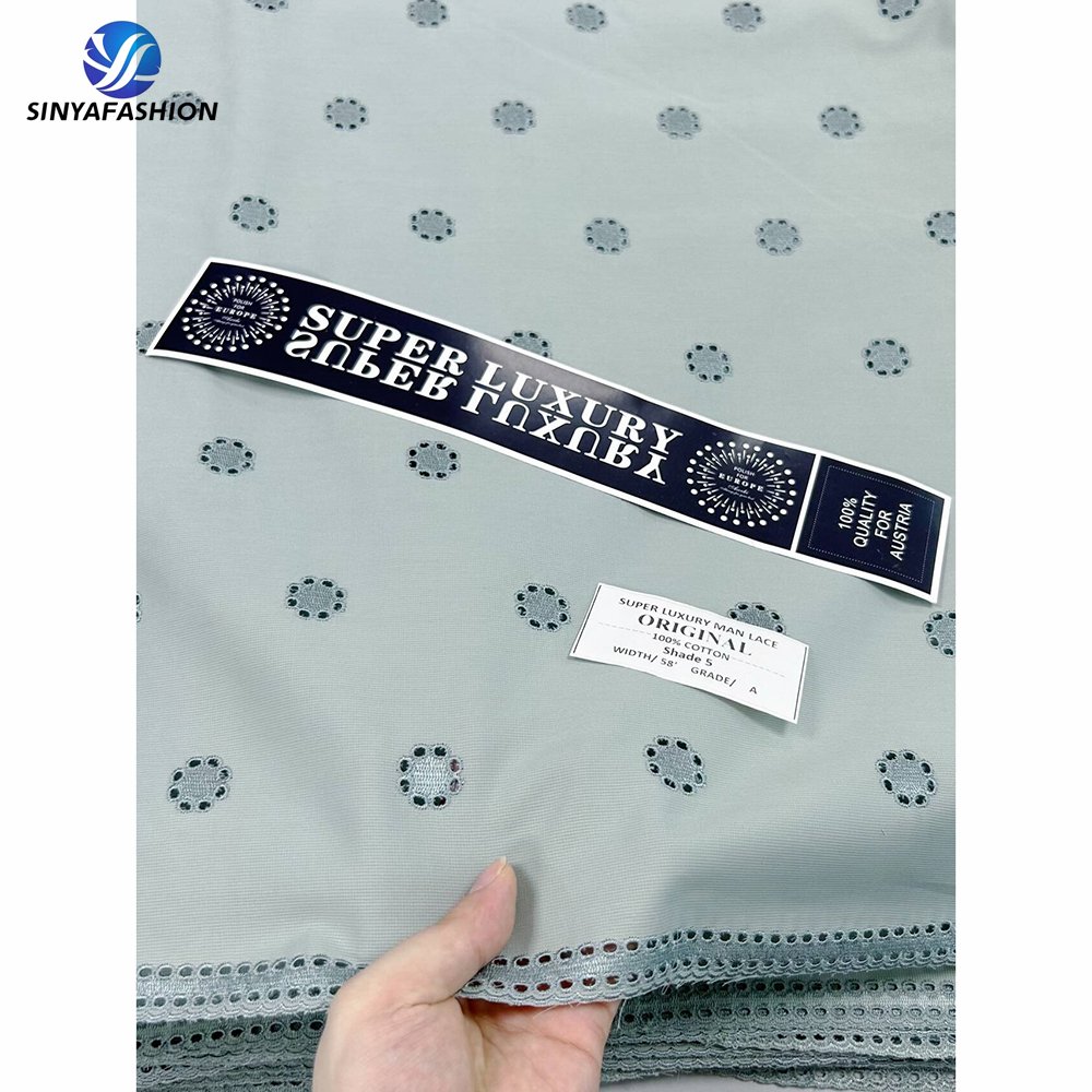 Sinya High Quality New Product Fancy African Swiss Voile Lace In Switzerland 100% Cotton Embroidery Dry Polish Lace For Men
