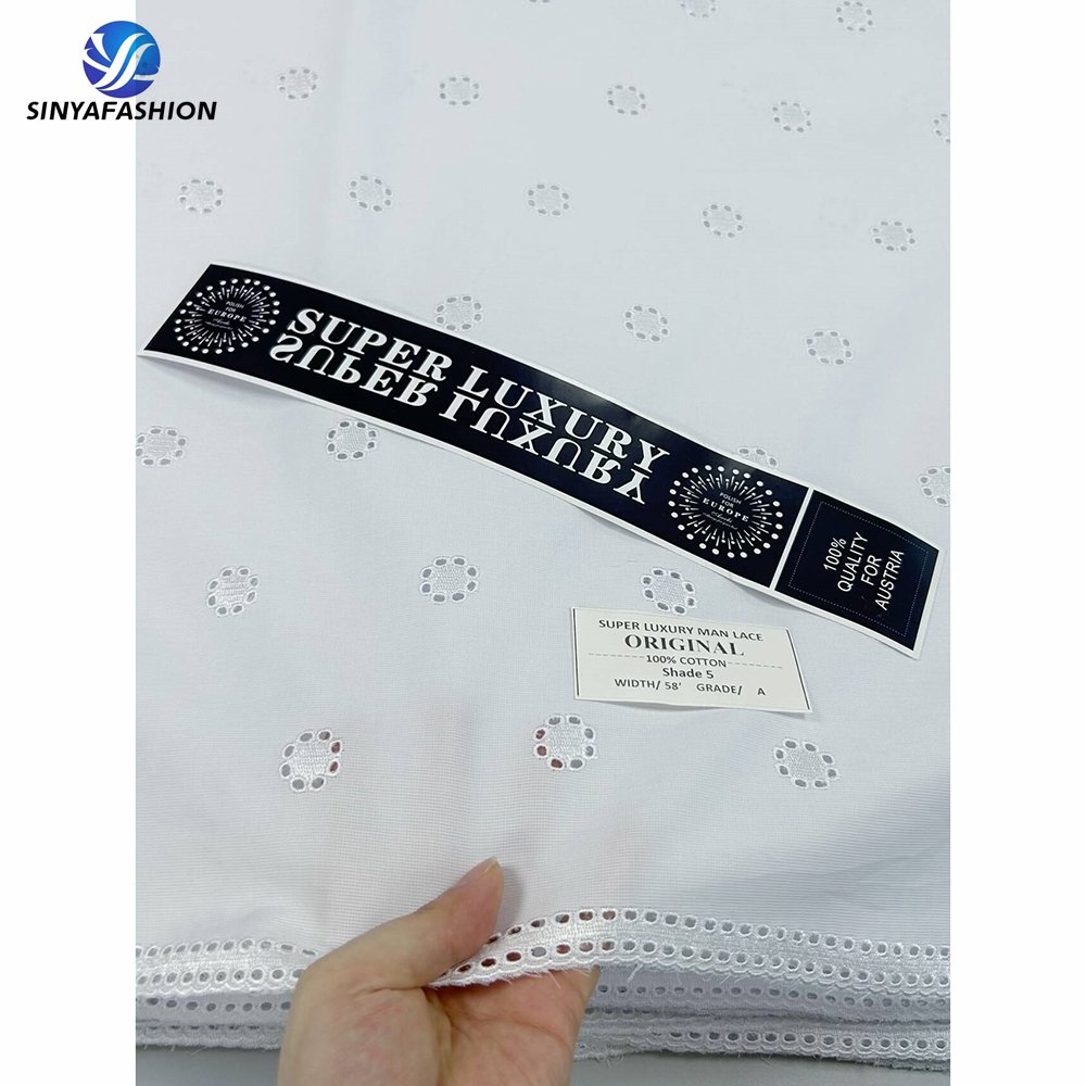 Sinya High Quality New Product Fancy African Swiss Voile Lace In Switzerland 100% Cotton Embroidery Dry Polish Lace For Men