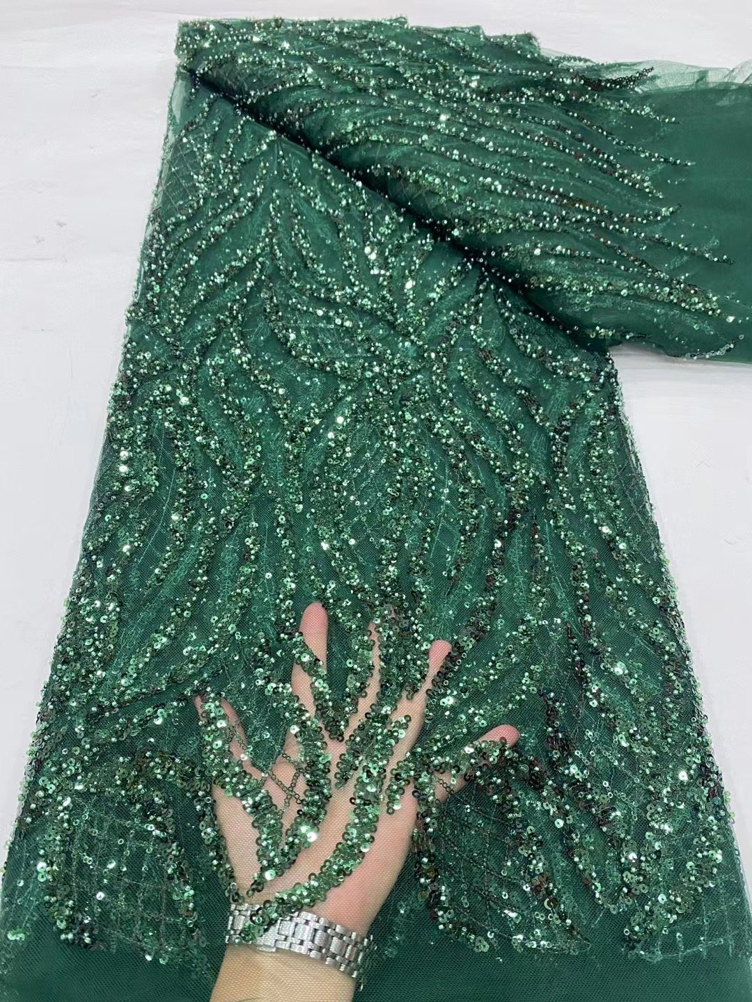 NIAI African Beaded Lace Fabric 2024 High Quality Beads Lace Fabric for Wedding Party Dress Tulle Mesh Sequins Laces for Dress