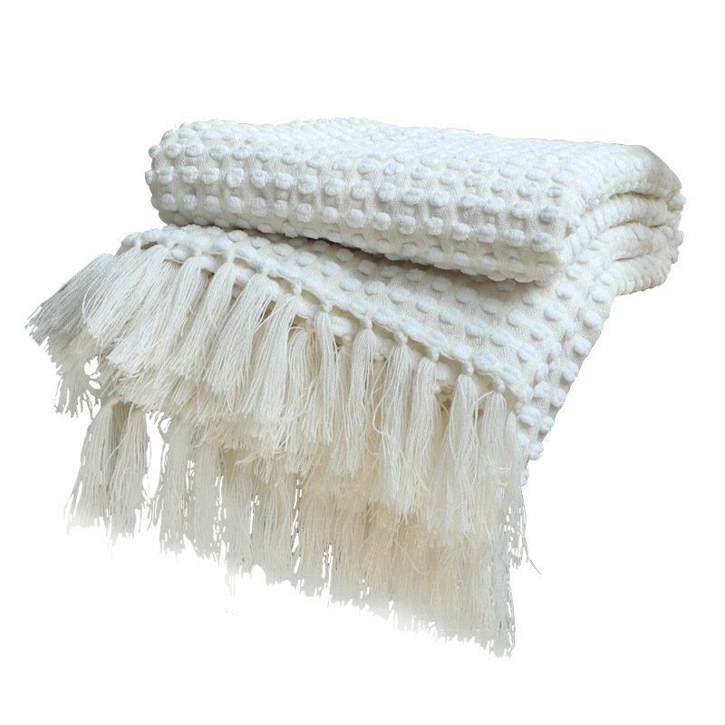 Nordic White Casual Blankets throws soft Comfortable Knitted Shawl Sofa Blanket Bed End cover Travel hotel Decorative bedspread