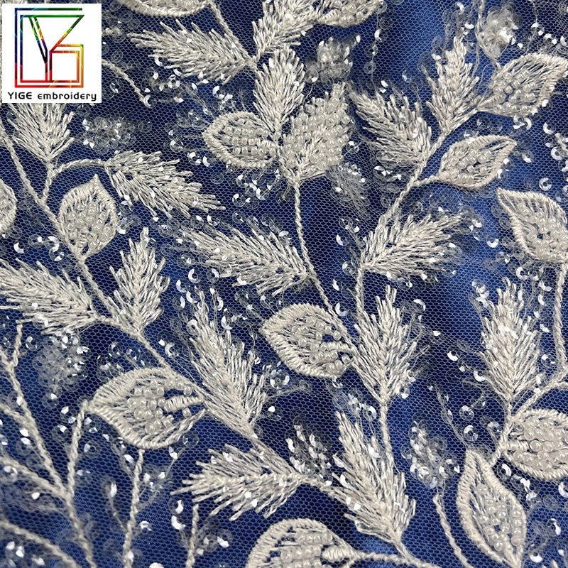 New arrival Luxury heavy French beaded embroidery transparent White sequins mesh bridal lace African women wedding Lace Fabric