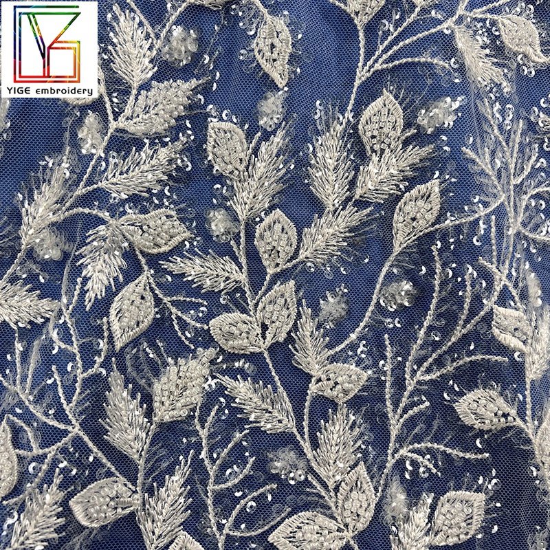 New arrival Luxury heavy French beaded embroidery transparent White sequins mesh bridal lace African women wedding Lace Fabric