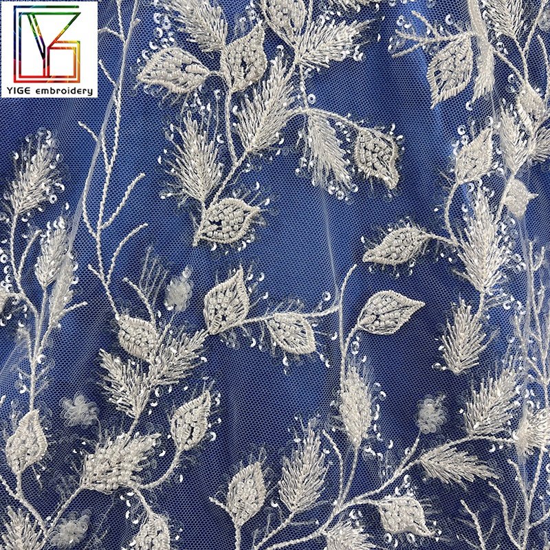 New arrival Luxury heavy French beaded embroidery transparent White sequins mesh bridal lace African women wedding Lace Fabric