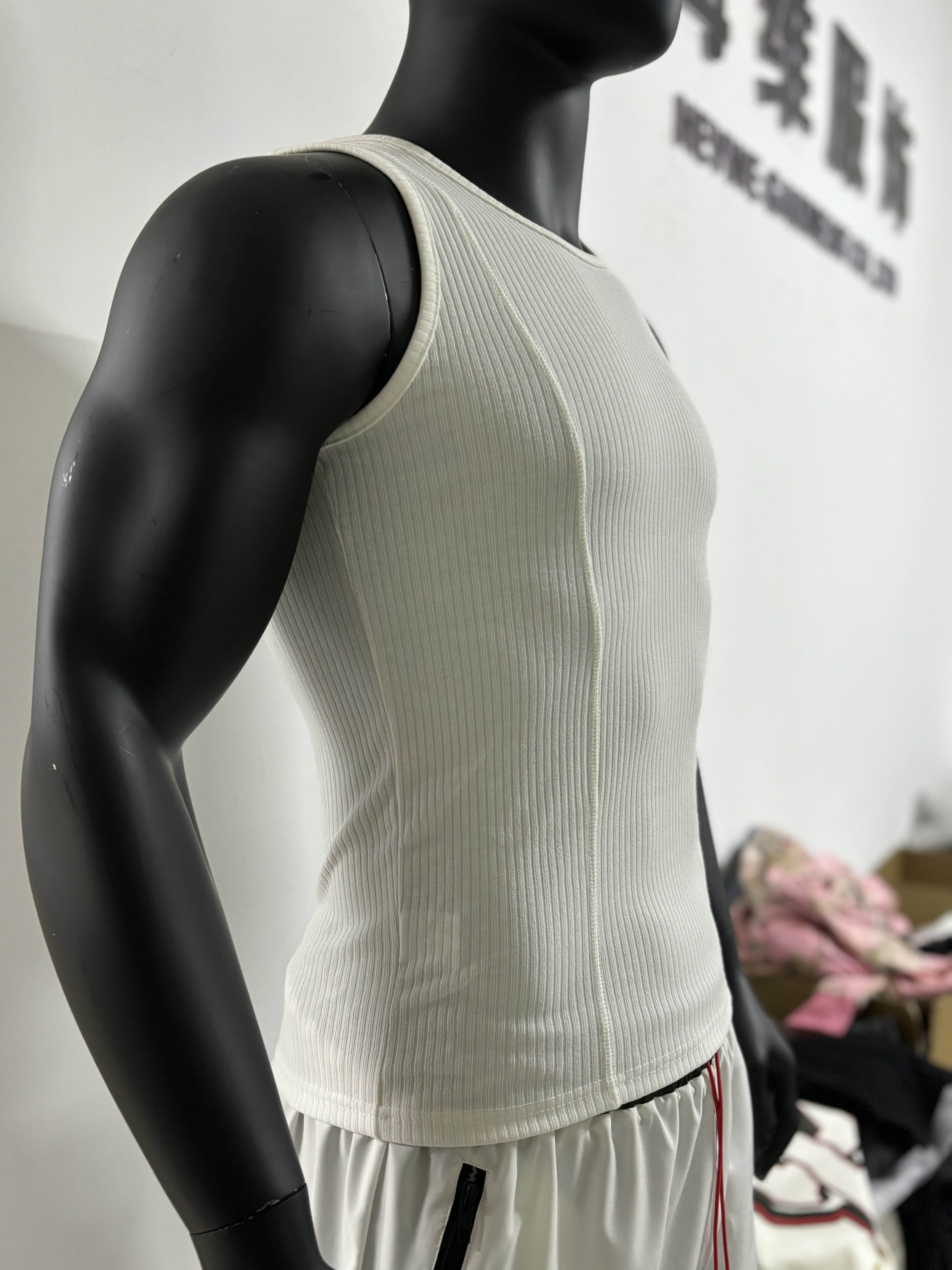 Men Ribbed Tank Top A-Shirt Cotton Undershirt Workout Gym Black XS To 3XL
