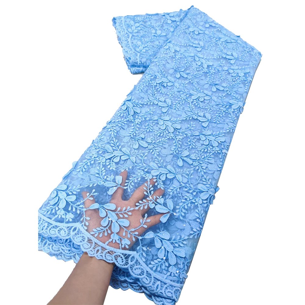 NI.AI 3D Tissue Net Lace Sequin Fabric African Lace Embroidery Fabric for Wedding Dress Women Sewing Tulle Laces Sequence