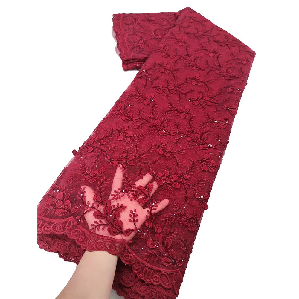 NI.AI 3D Tissue Net Lace Sequin Fabric African Lace Embroidery Fabric for Wedding Dress Women Sewing Tulle Laces Sequence