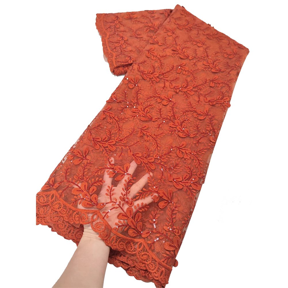NI.AI 3D Tissue Net Lace Sequin Fabric African Lace Embroidery Fabric for Wedding Dress Women Sewing Tulle Laces Sequence