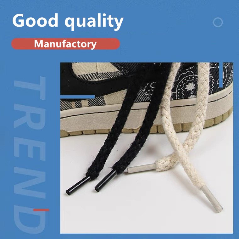 Round string shoe lace cotton braid shoelaces cotton rope laces 4mm