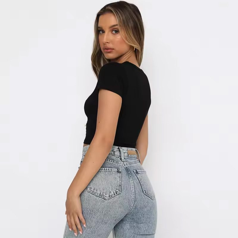 Custom Cotton Oversize Blank Plain White Lose Fitting Crop Top T Shirts Athletic Spandex Baby Pink Gym Cropped Tee Tshirt Women
