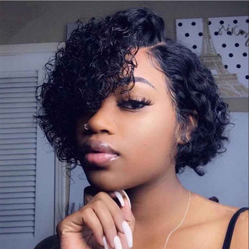 Wholesale Pixie Cut Lace Wigs For Black Women Short Curly Hair Bob Lace Front Wigs Human Hair Vendors