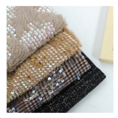 Recycled High Quality Customization Rabbit Hair Velvet Sequin Embroidery fabric china wholesale european embroidery fabrics
