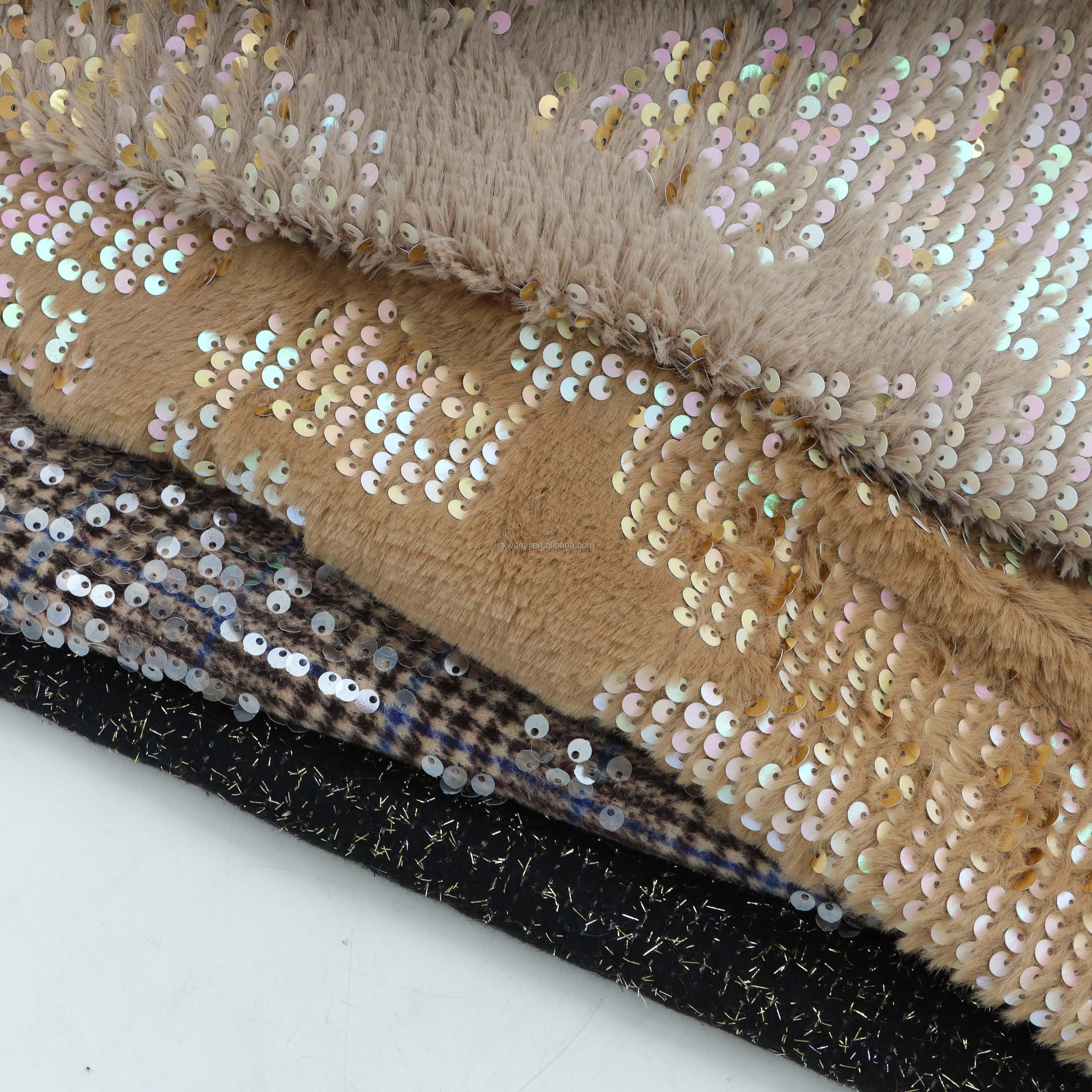 Recycled High Quality Customization Rabbit Hair Velvet Sequin Embroidery fabric china wholesale european embroidery fabrics