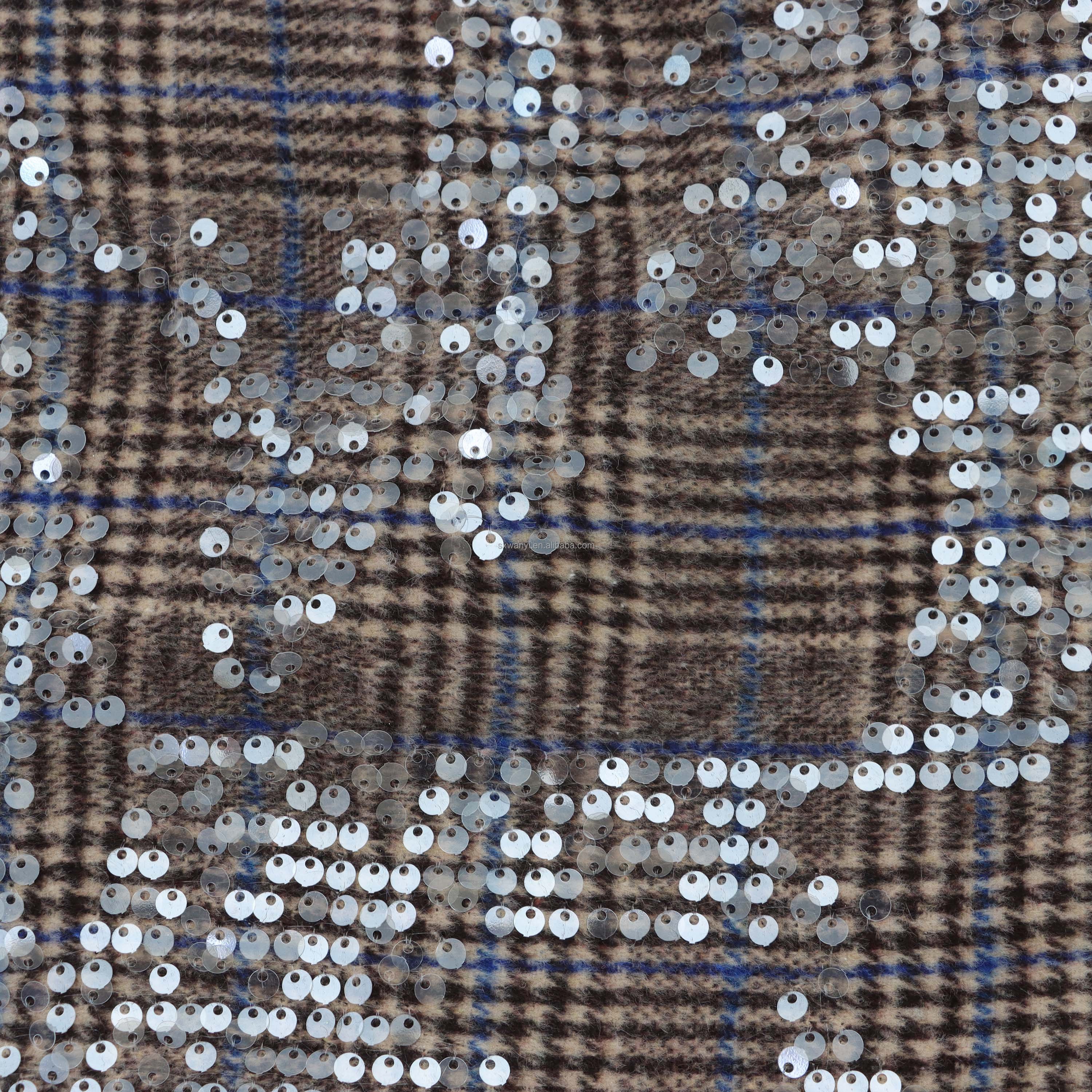 Recycled High Quality Customization Rabbit Hair Velvet Sequin Embroidery fabric china wholesale european embroidery fabrics