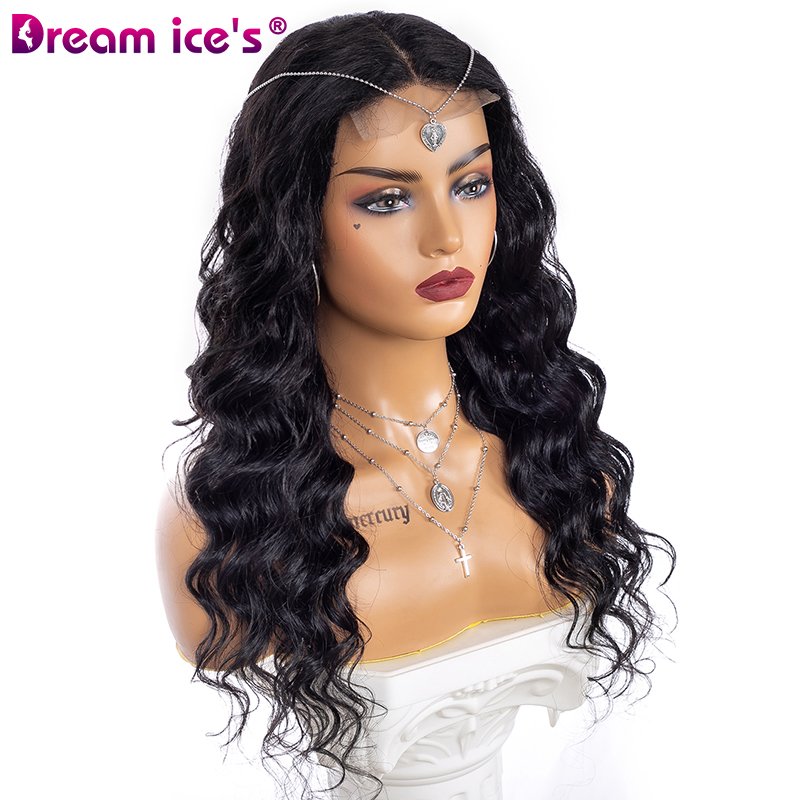 Dream.Ice's Hair Made in China 20inch loose wave human hair blend For Factory Supplier 4*4 human hair blend wigs lace front wig