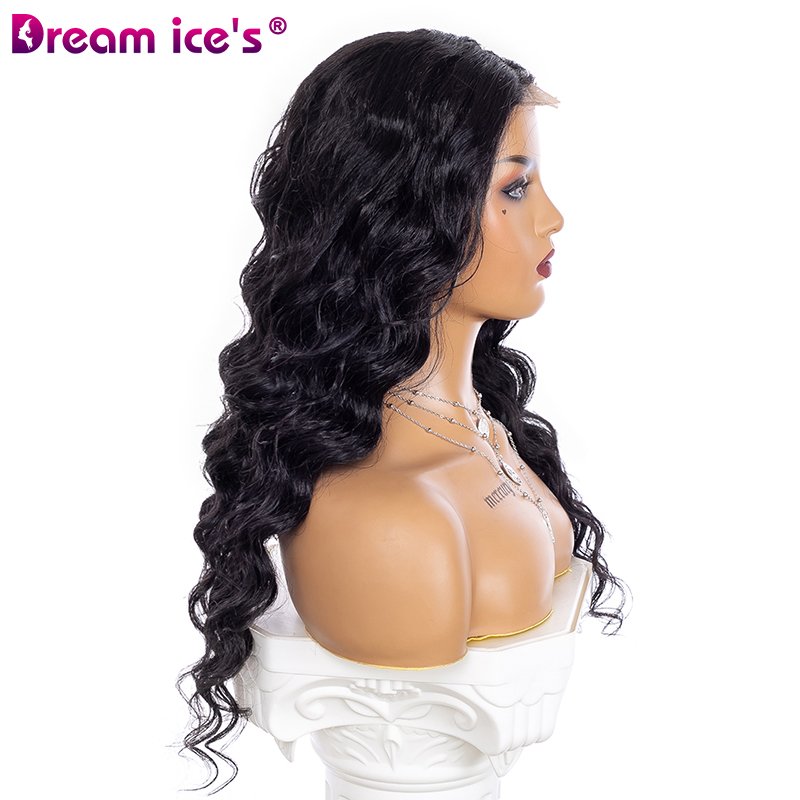 Dream.Ice's Hair Made in China 20inch loose wave human hair blend For Factory Supplier 4*4 human hair blend wigs lace front wig