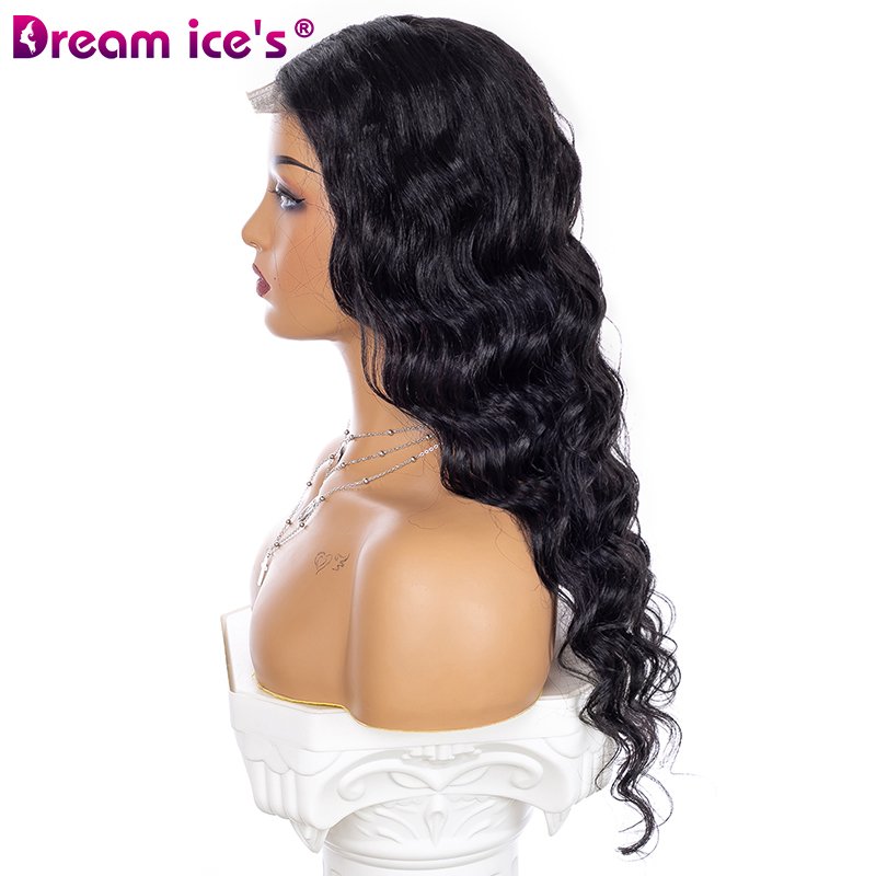 Dream.Ice's Hair Made in China 20inch loose wave human hair blend For Factory Supplier 4*4 human hair blend wigs lace front wig
