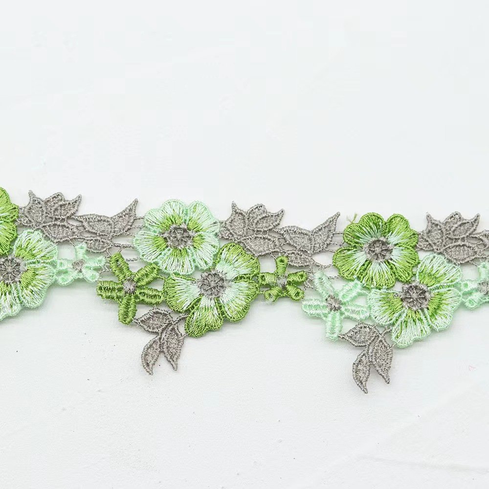 width 4 cm embroidery necklace Lace Trimming colorful Polyester flowers Lace ribbon for curtain dress