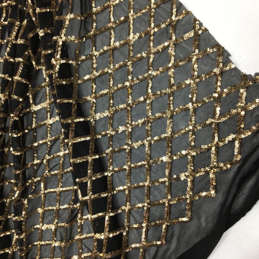 stretch fabric black lace sequin embroidery fabric advanced technology low price lace fabric sequins